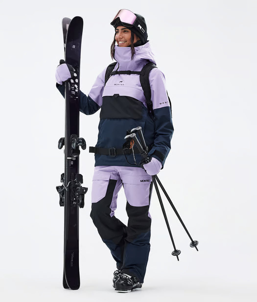 Drift W Skijacke Damen Verblasstes Violett/Schwarz/Dunkelblau